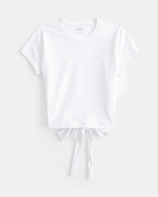 Hollister White Soft Stretch Seamless Fabric Tie-back Baby Tee