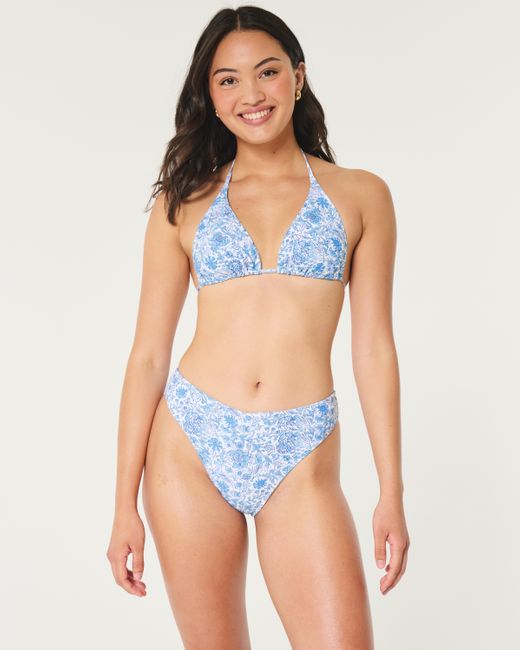 Hollister Blue Curvy High-leg High-waist Cheeky Bikini Bottom