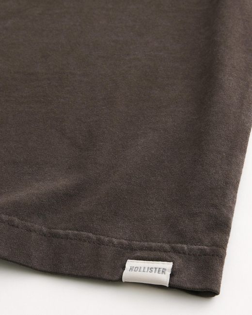 Hollister Black Heavyweight Cotton Short-sleeve Henley for men