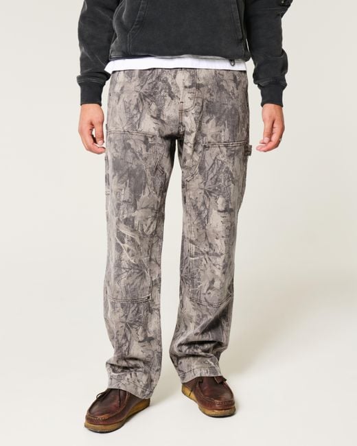 Hollister Gray Camo Baggy Carpenter Jeans for men