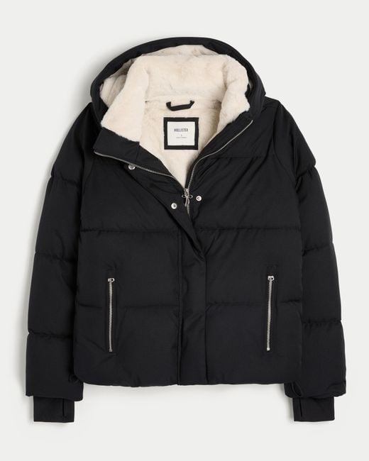 Hollister Black Faux Fur-lined Puffer Jacket