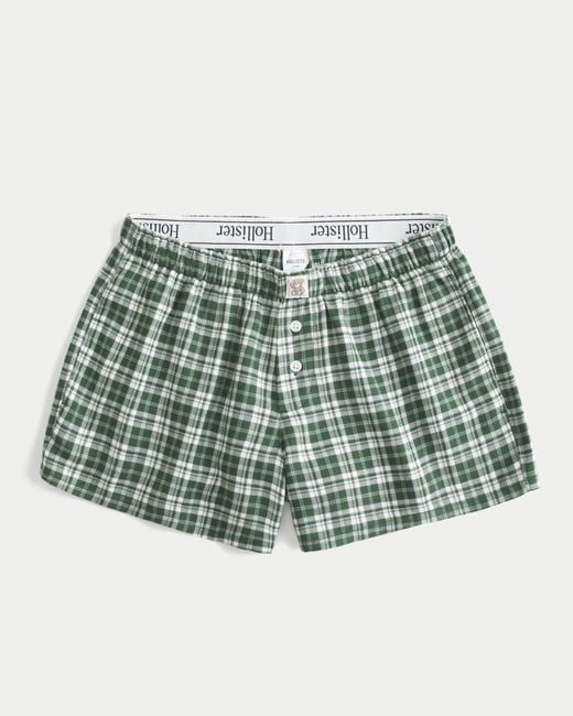 Hollister Green Flannel Boxer Shorts