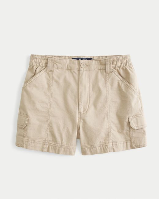 Hollister Natural Ultra High Rise Cargo-Mom-Shorts