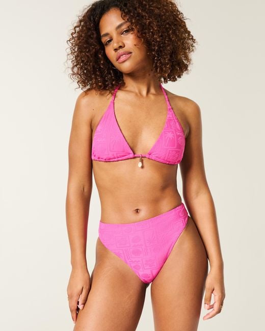 Hollister Pink Curvy High-waist Jacquard Cheeky Bikini Bottom