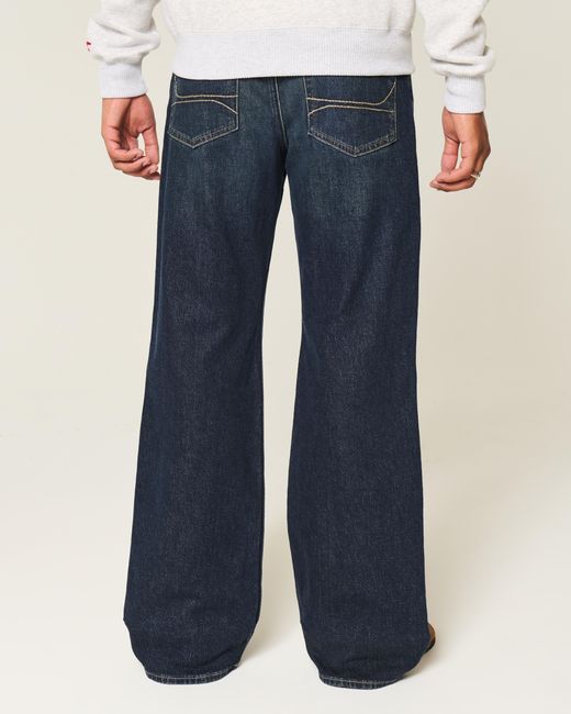 Hollister Blue Hermosa Dark Wash Relaxed Bootcut Jeans for men