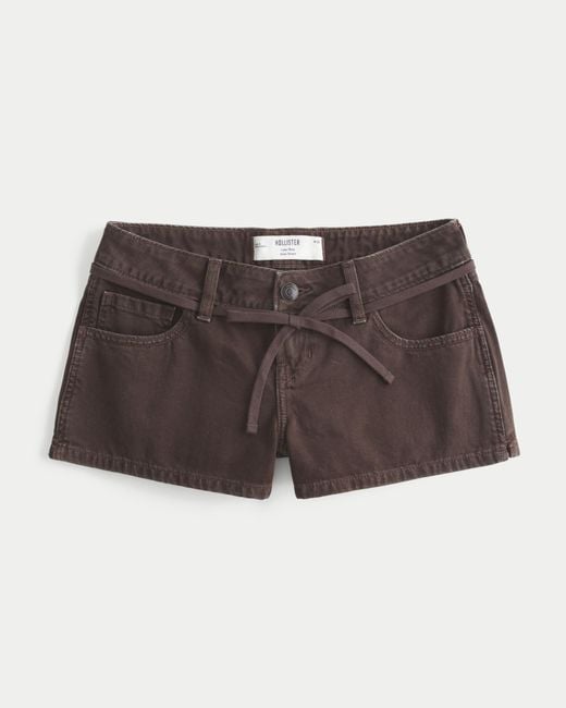 Hollister Low-rise Tie Waist Brown Mini Jean Shorts