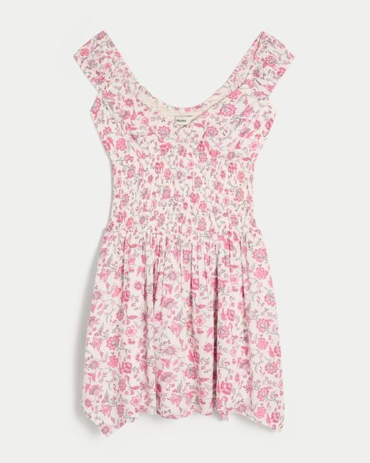 Hollister Pink Off-the-shoulder Asymmetrical Hem Mini Dress
