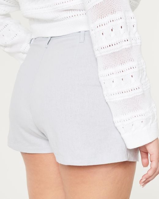 Hollister Gray Pleated Linen Blend Shorts