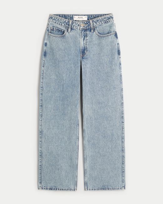 Hollister Blue Curvy High-rise Medium Wash Baggy Jeans