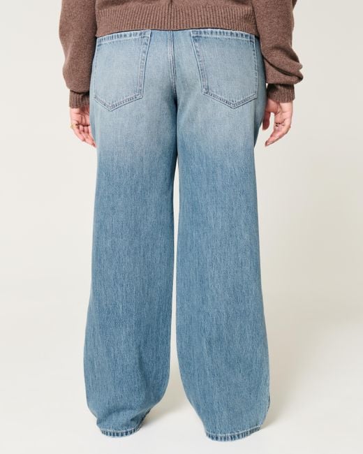 Hollister Blue Low Rise Baggy-Jeans in mittlerer Waschung