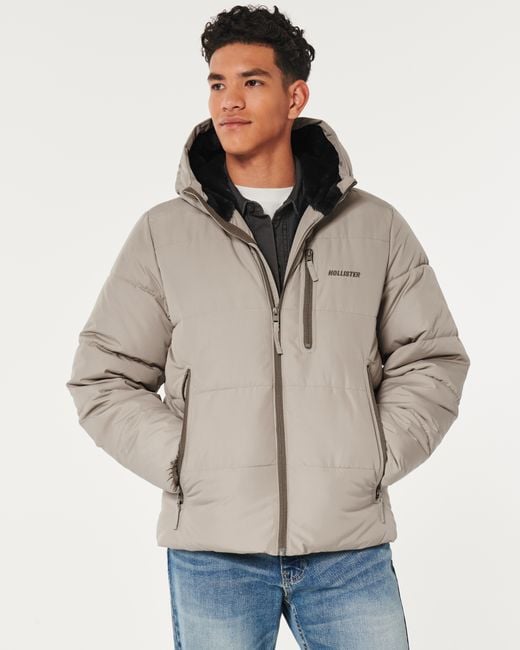 Hollister Ultimate Cozy-lined Puffer Jacket in Grey for Men