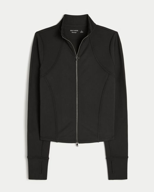 Hollister Black Gilly Hicks Active Recharge Bow Double Zip Jacket