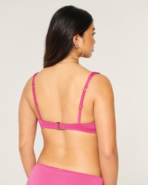 Hollister Pink Curvy High Apex Ribbed Underwire Bikini Top