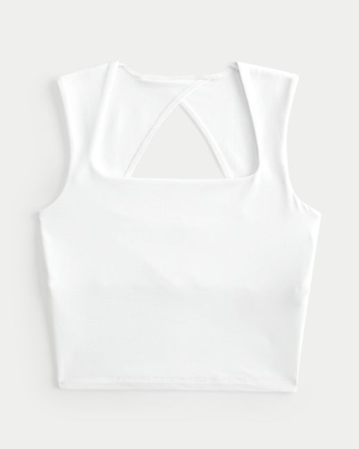 Hollister White Soft Stretch Seamless Fabric Open Back Top