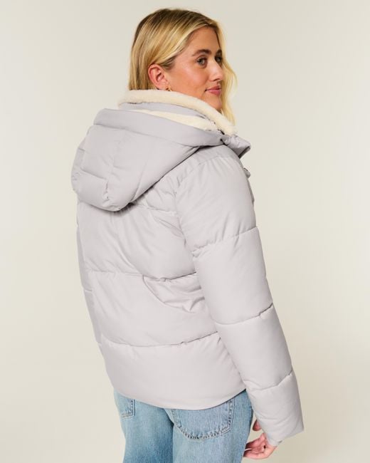 Hollister Natural Faux Fur-lined All-weather Puffer Jacket