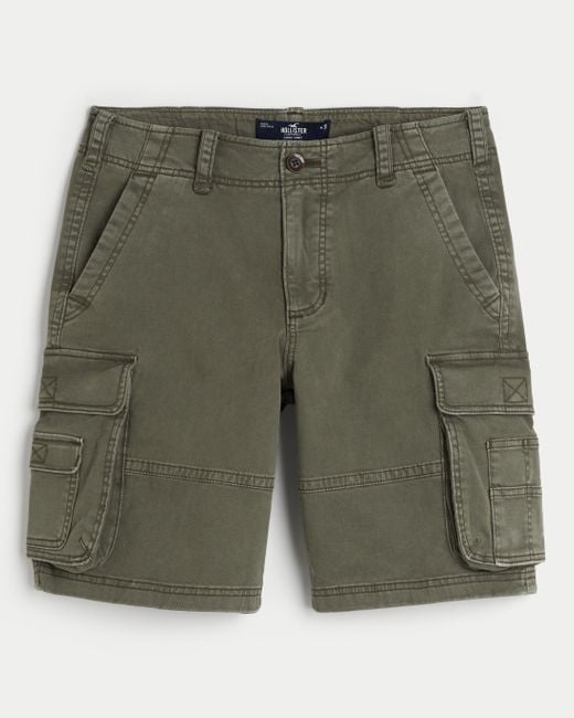 Hollister Green Twill Cargo Shorts 10" for men