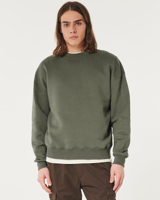 Hollister Green Boxy Crew Sweatshirt for men