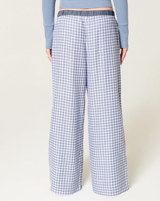 Hollister Blue Contrast Waist Baggy Flannel Pants