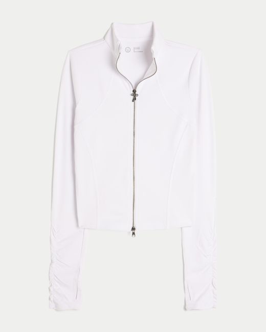 Hollister White Gilly Hicks Active Recharge Bow Double Zip Jacket