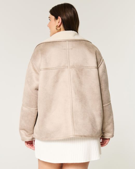 Hollister Natural Sherpa-lined Faux Suede Jacket