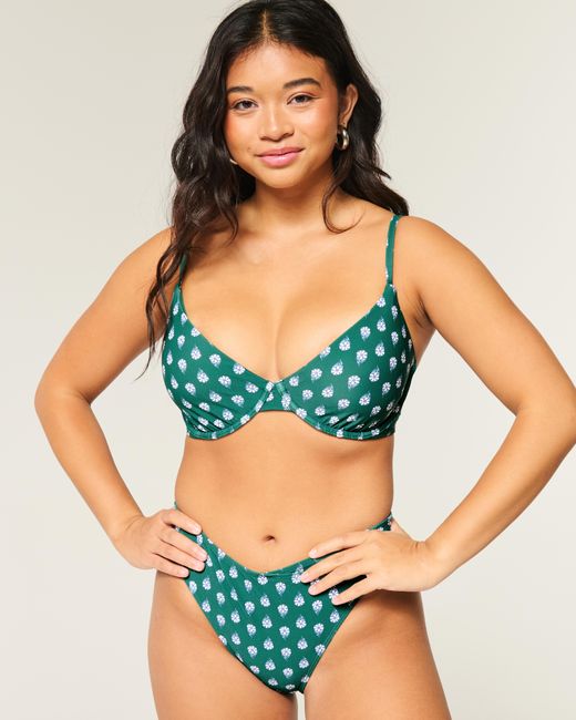 Hollister Green Kurviges Bikinioberteil mit Bügeln und tiefem Ausschnitt