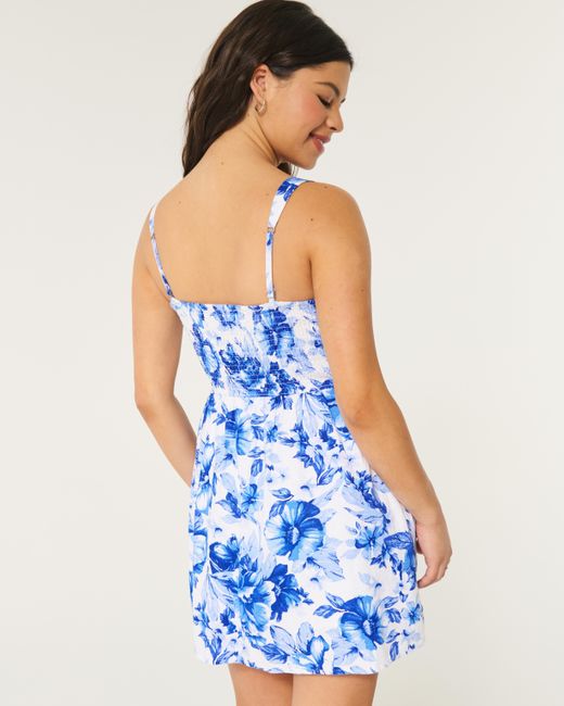 Hollister Blue Linen Blend Mini Skort Dress