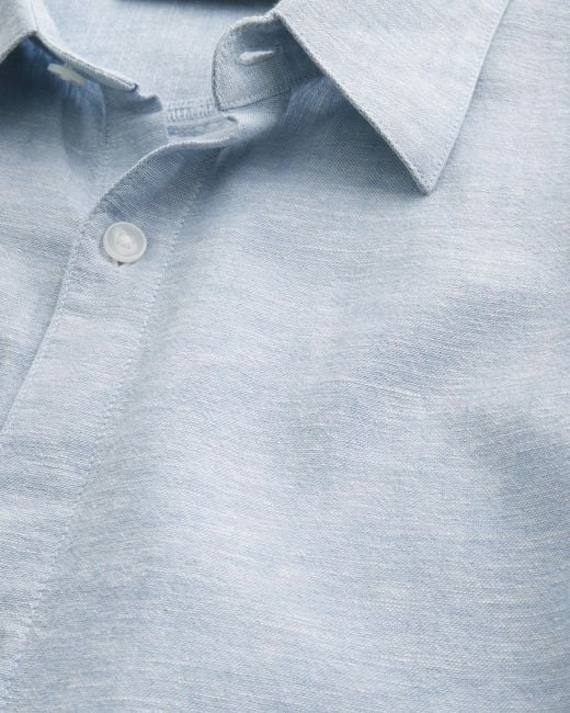 Hollister Blue Boxy Short-sleeve Linen-blend Shirt for men