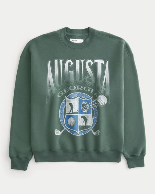 Hollister Green Boxy Augusta Golf Graphic Crew Sweatshirt for men
