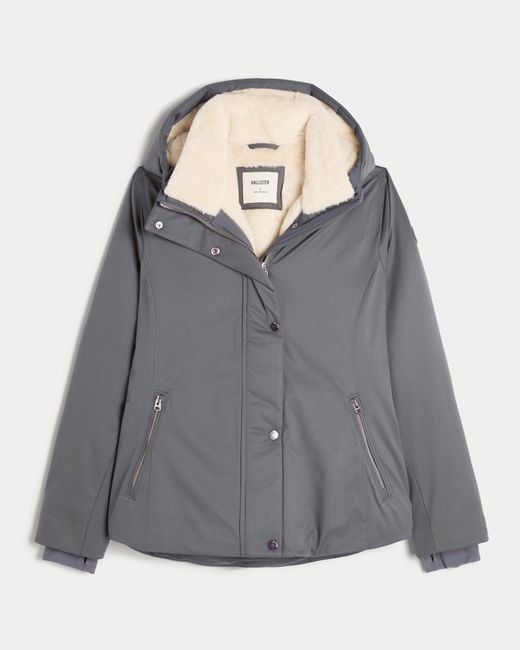 Hollister Gray Faux Fur-lined All-weather Jacket