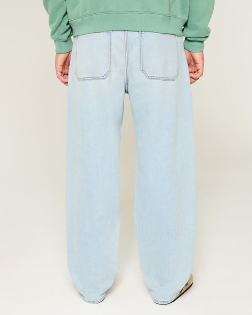Hollister Blue Light Wash Skater Baggy Jeans for men
