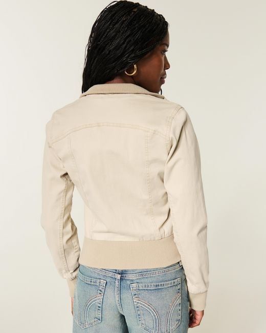 Hollister Natural Zip-up Twill Jacket