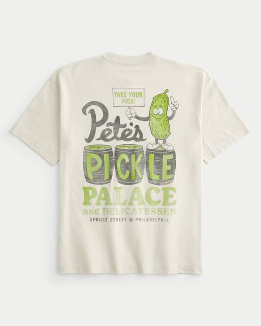 Hollister Natural Boxy Heavyweight Pete's Pickle Palace Graphic Tee for men