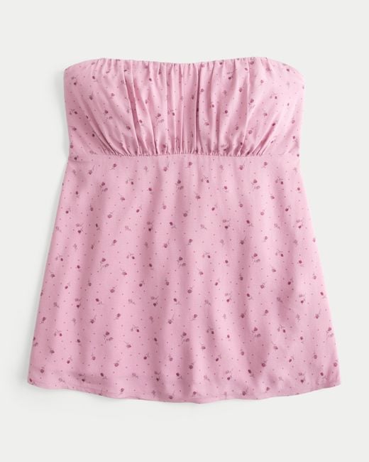 Hollister Pink Easy Strapless Babydoll Top
