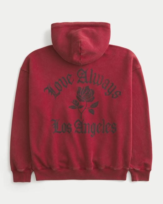 Hollister Red Hollister Feel Good Boxy Zip-up Graphic Hoodie for men