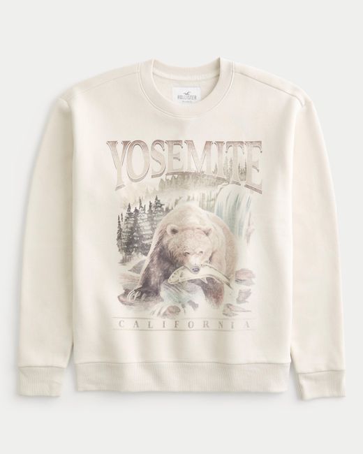 Hollister Natural Relaxed Yosemite Graphic Crew Sweatshirt for men