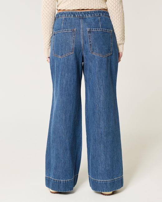 Hollister Blue Ultra High-rise Medium Wash Wide-leg Jeans