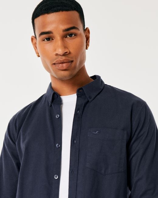 Hollister Icon Stretch Oxford Shirt in Blue for Men