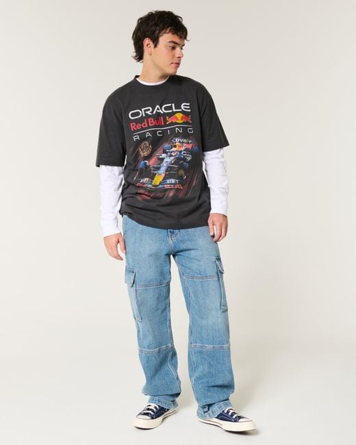 Hollister Schweres, kastiges Tee mit Oracle Red Bull Racing-Grafik in Black für Herren