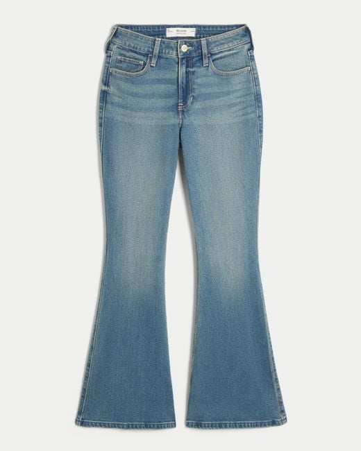 Hollister Blue High-rise Medium Wash Flare Jeans