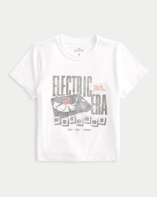 Hollister White Electric Era Graphic Baby Tee
