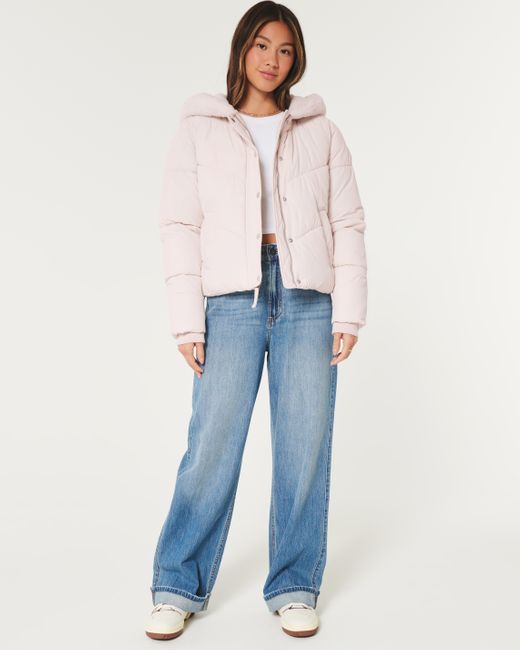 Hollister White Cozy-lined Puffer Jacket