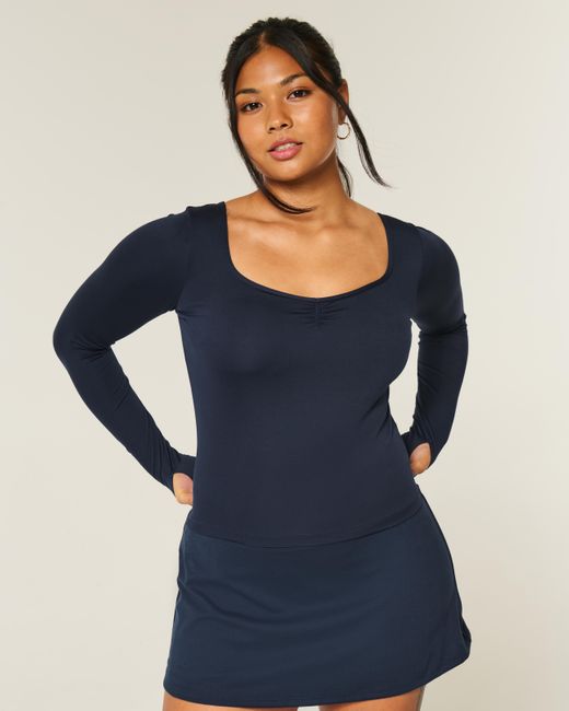 Hollister Blue Gilly Hicks Active Recharge Cinch Sweetheart Top