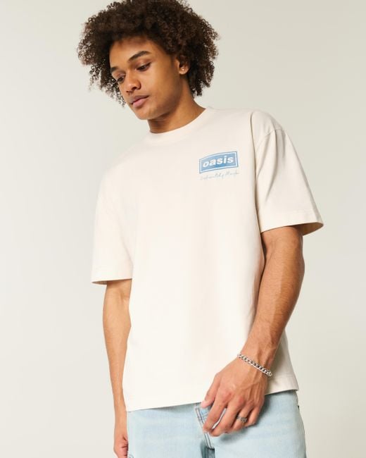 Hollister Blue Boxy Heavyweight Oasis Graphic Tee for men