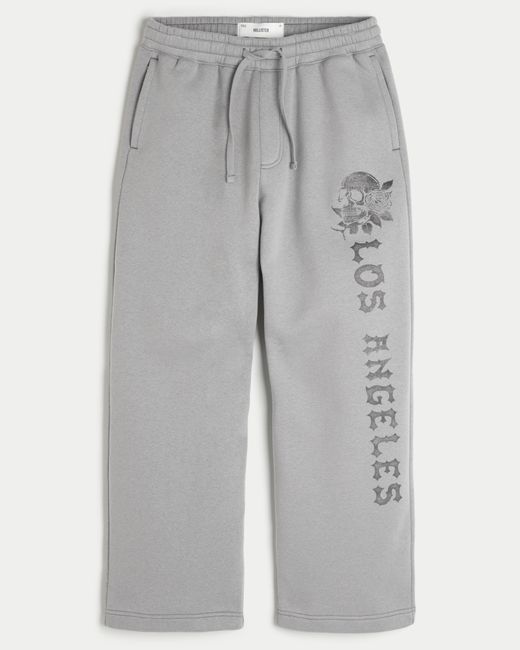 Hollister Superweite Jogginghose mit Los Angeles-Grafik in Gray für Herren