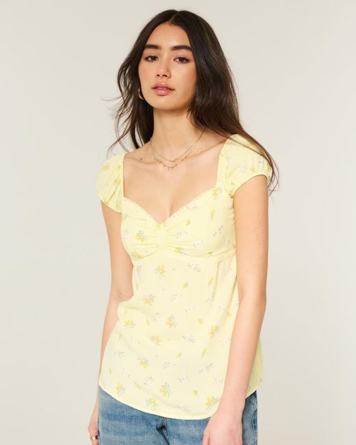 Hollister Yellow Cinch Bust Babydoll Top