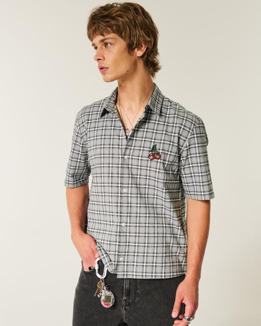 Hollister Gray Boxy Short-sleeve Cherry Graphic Shirt for men