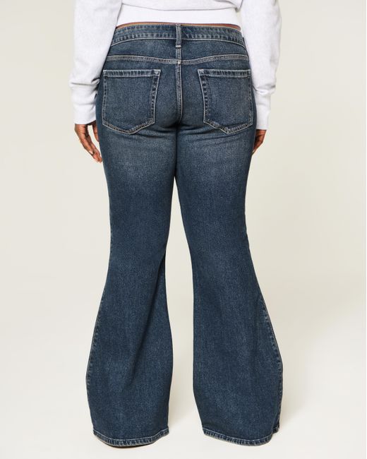 Hollister Blue Ultra Low-rise Dark Wash Flare Jeans