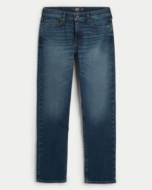 Hollister Blue Dark Wash Straight Jeans for men