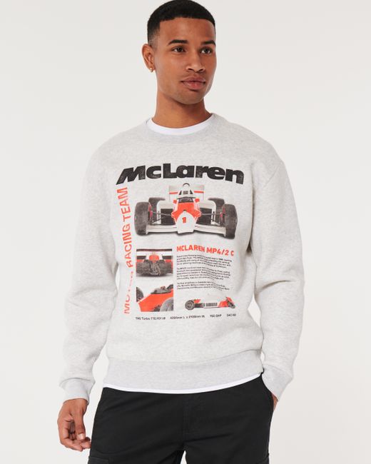 Hollister White Relaxed Mclaren Graphic Crew Sweatshirt