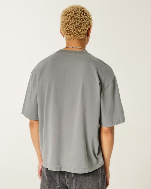 Hollister Gray Super Boxy Crew T-shirt for men